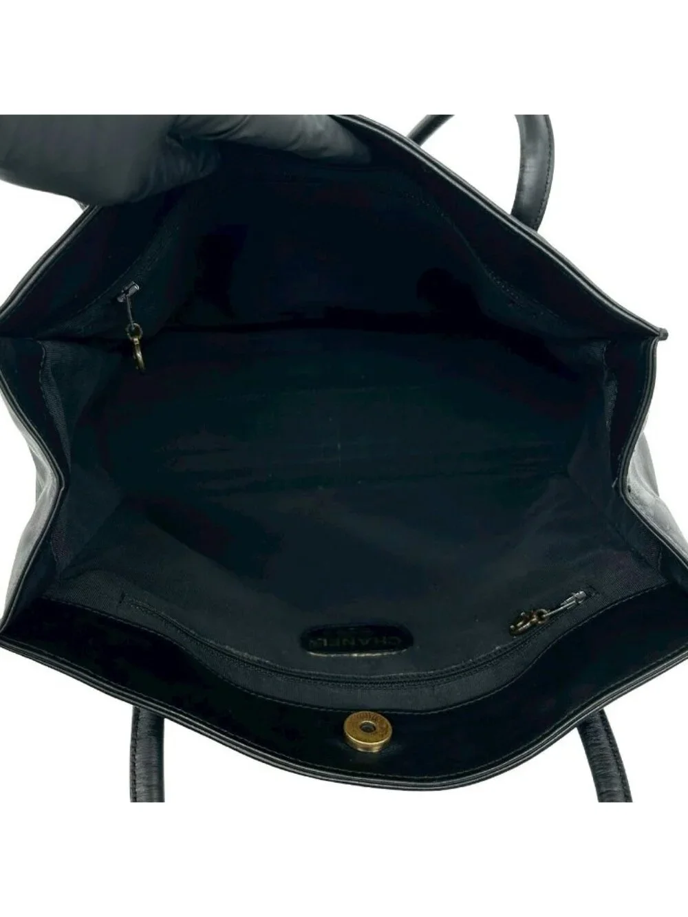 Chanel No 5 Vintage CC Logo Lambskin Leather Tote Black